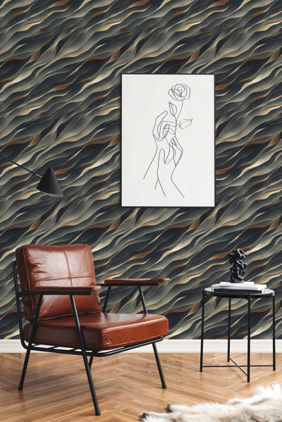 Tapet autoadeziv abstract negru Alcantara Linea colectia Lineafix Wall