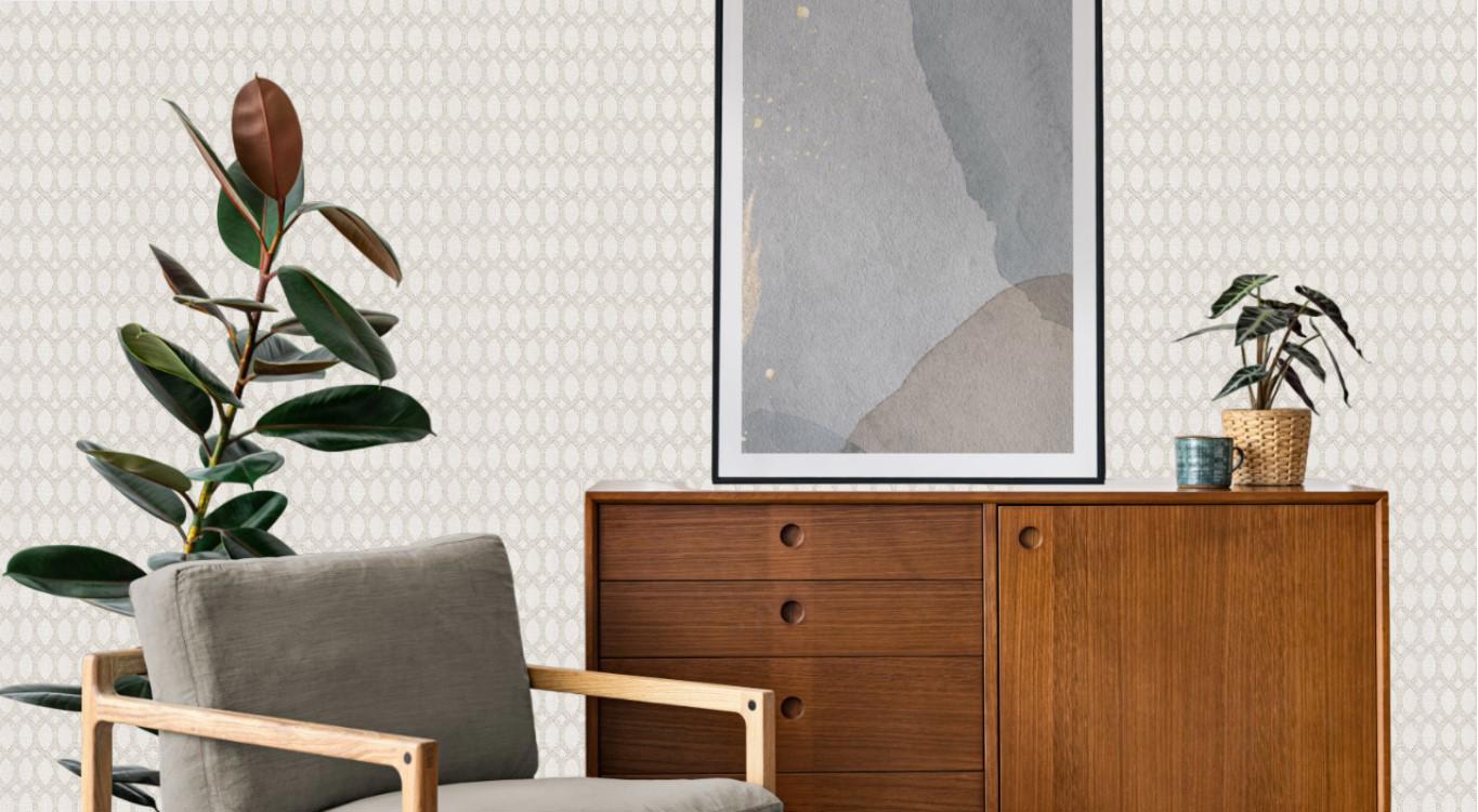Tapet geometric gri deschis cu alb colectia Modern&Classic Design